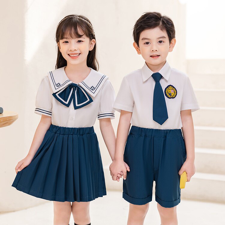 女装幼儿园园服夏装儿童班服小学生校服短袖套装运动学院风表演服
