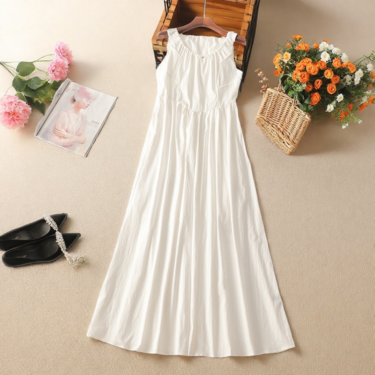 245543推荐南油高端轻奢欧洲站高货女装极简夏加长款圆领连衣裙