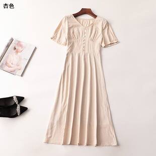 连衣裙 V领短袖 242615 夏加长款