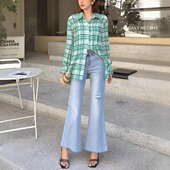 237942亏本清货自留南油高货轻柔雪纺翻领长袖 印花防晒衣衬衫