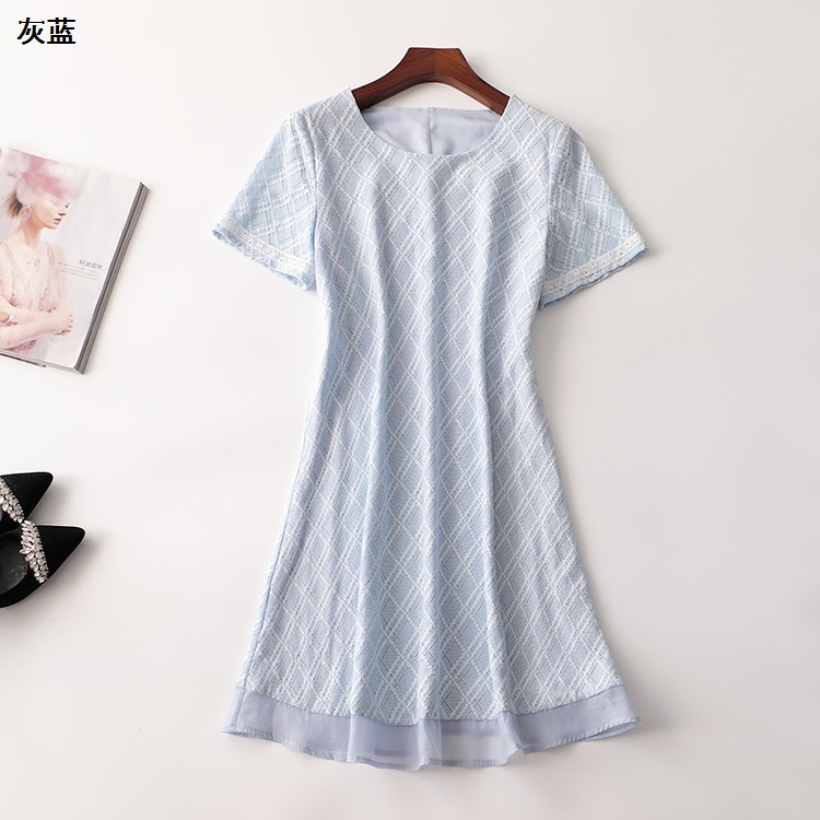 405328 夏长款圆领短袖连衣裙