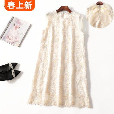 411888强烈推荐南油高档女装超值贼重工A字夏长款圆领无袖连衣裙