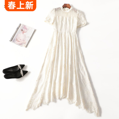 411933超值新款精品女装气质女人味高档女装天丝夏长款短袖连衣裙