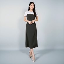 243643 夏加长款圆领短袖连衣裙