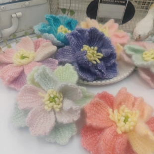 牡丹DIY手钩花毛线配饰服装辅料毛衣装饰品材料手工花朵直径13CM