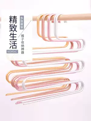 S-shaped pants household pants hanger multi-layer multi-function clothing store scarf rack hanger storage artifact pants hanger