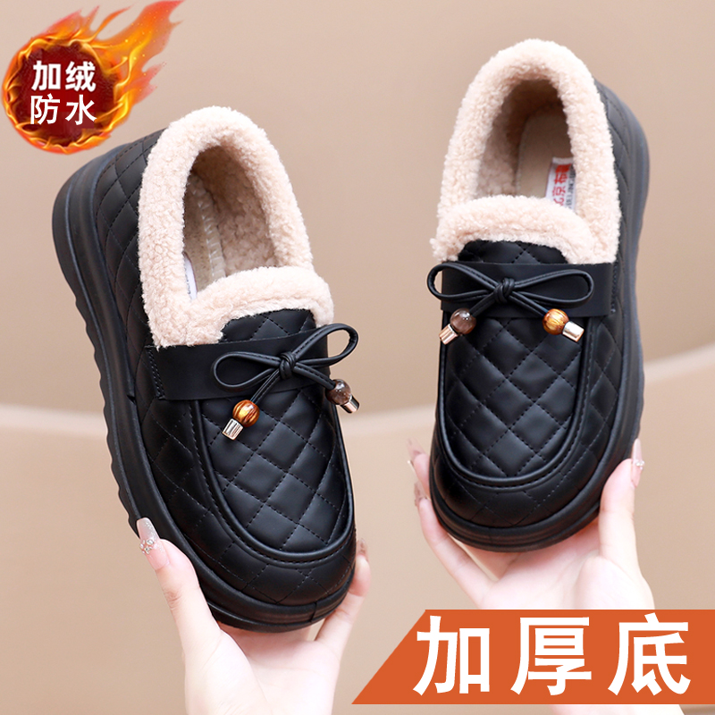 冬季新款外穿雪地靴女老北京布鞋女加绒保暖一脚蹬懒人防水女棉鞋