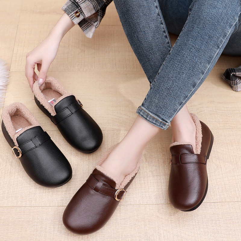 皮棉鞋女新款加绒保暖百搭软底妈妈鞋老北京布鞋女一脚蹬豆豆鞋棉,女鞋,传统布鞋,淘宝优惠券,粉丝福利购,淘宝优惠卷