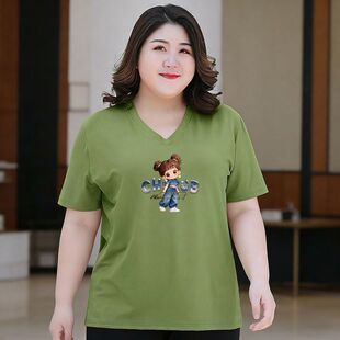 宽松大码 300斤短袖 女t恤夏季 2026新款 胖mm遮肚子穿搭半袖