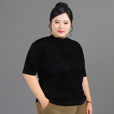 高端黑色金丝绒半高领打底衫女冬高级感内搭2025新款时尚洋气上衣