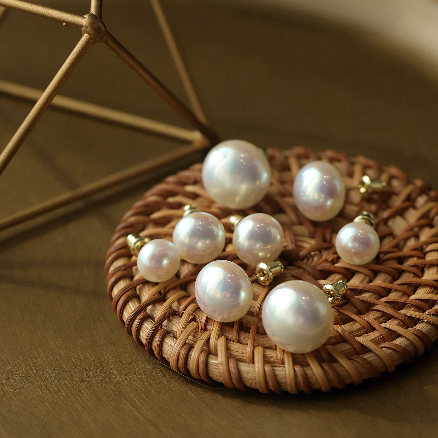 小众设计气质圆形仿馒头珍珠耳钉