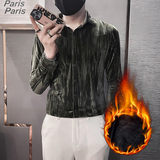 韩绒男士衬衫长袖秋冬天2025新款高档加绒加厚寸衫HF666-特P70，男装衬衫，电商B372