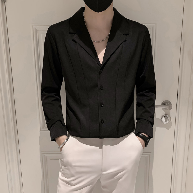 2025秋天设计感西装领衬衣潮男长袖衬衫M-4XLA02-P55,男装西服套装,电商B372