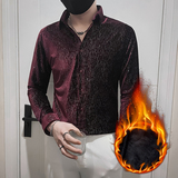 满天星烫钻长袖衬衫2025新品加绒加厚潮男士痞帅寸衫HF777-特P70，男装衬衫，电商B372