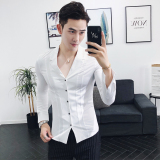 2025秋装新款男士长袖衬衫时尚西装领纯色寸衫M-4XLA02-P55，男装西服套装，电商B372