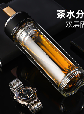 双层玻璃杯高硼硅男士泡茶专用水杯女2026新款大容量茶水分离杯子