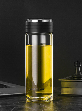 明霞单层玻璃杯高硼硅透明加厚男士水杯办公茶杯简约家用泡茶杯子