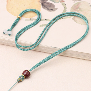 玉佩吊坠挂绳镶嵌银丝项链绳翡翠貔貅手工编织红绳子男女款 挂件绳