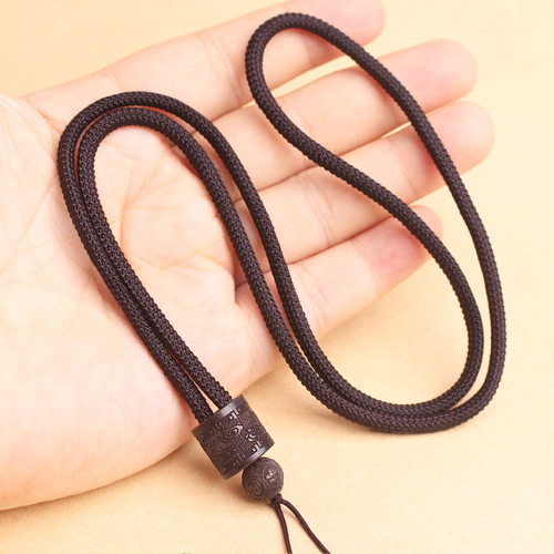 复古黑檀木手把件车钥匙项链挂绳