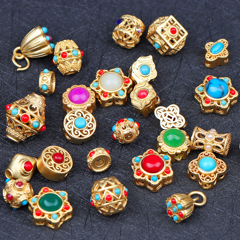 镂空diydiy古法沙金编织绳子散珠