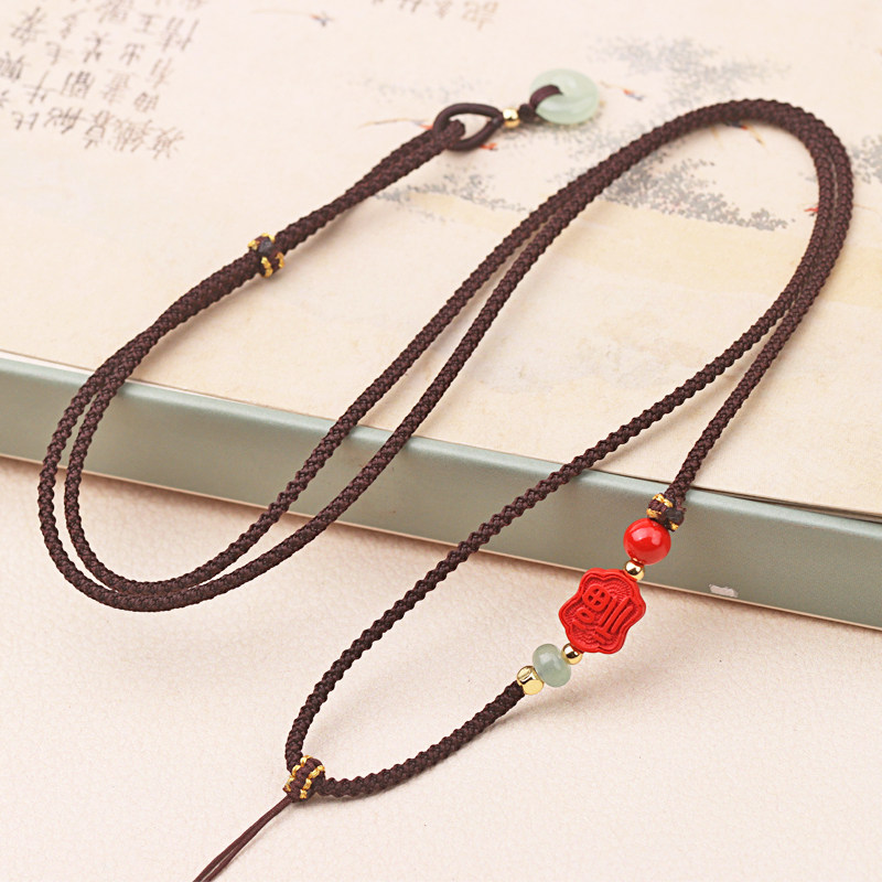 朱砂福牌吊坠挂绳高档挂脖绳批发