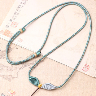天使翅膀挂绳手工编织民族风拼色吊坠绳翡翠玉佛观音男女款挂脖绳