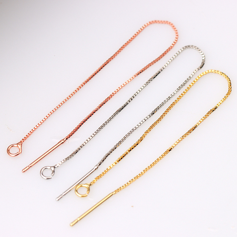 配件镀金长款盒子耳环手工diy