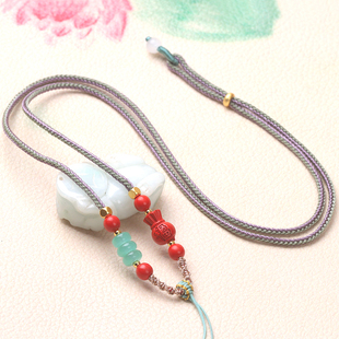 朱砂钱袋挂绳手工编织高档吊坠项链绳男女观音佛平安扣脖子挂件绳