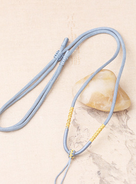 黑色项链绳绑金佛黄金蜜蜡吊坠挂绳手工编绳金线平结男女挂件绳子