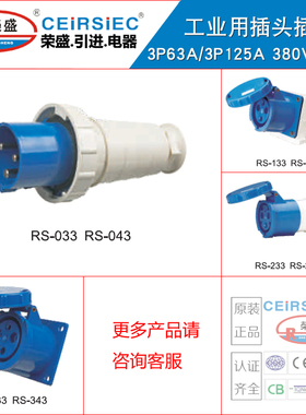 CEIRSIEC荣盛3芯63A/125A工业防水插头插座 RS033RS233RS043RS143
