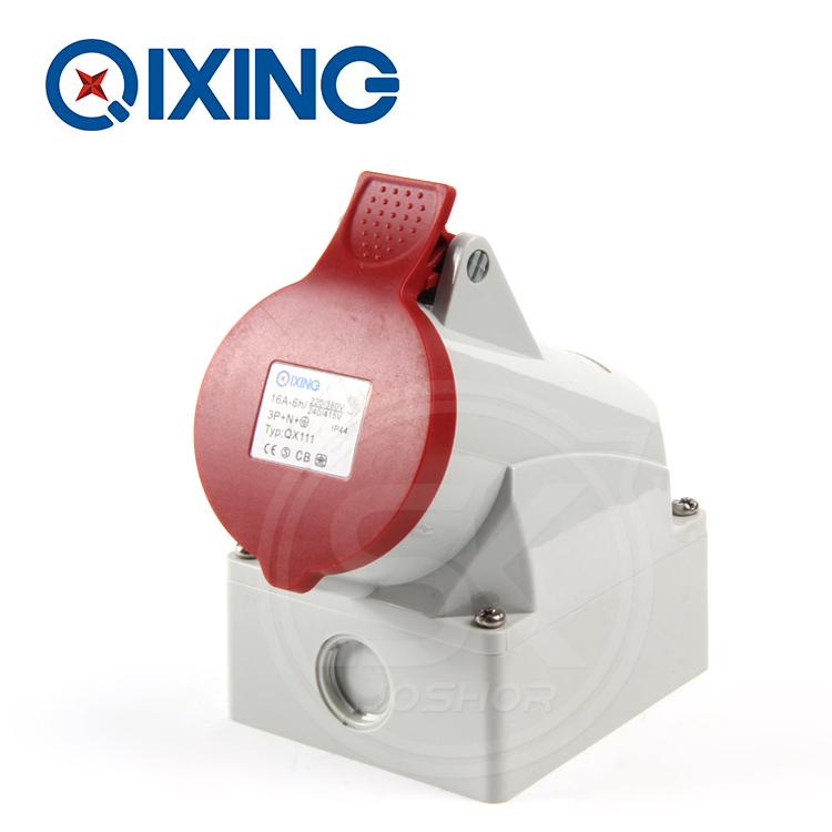 三相五孔16A工业插座QX111墙壁固定明装工业插座380V IP44 3P+N+E