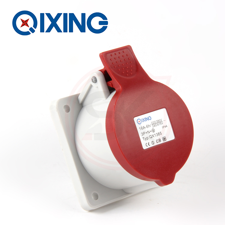 5孔16A暗装工业插座 启星科技防水工业插座QX1385 3P+N+E IP44