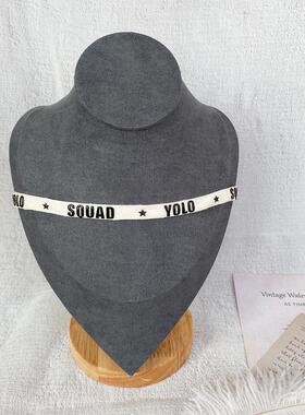 【清】【特】【孤品】西班牙音家布艺英文字母颈链女短款锁骨项链