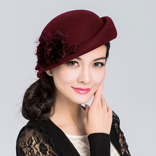 新款名媛复古贝雷帽女士春秋冬季时髦洋气小礼帽冬天保暖羊毛帽子