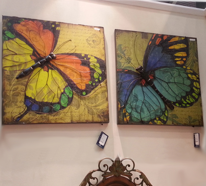 蝴蝶装饰画美式复古铁艺装饰壁画装饰画背景墙电表箱遮盖壁挂图片