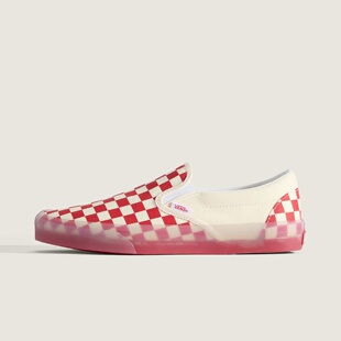 首尔的米家VANS 男鞋女鞋SLIP ON红米格帆布水晶底滑板鞋运动鞋