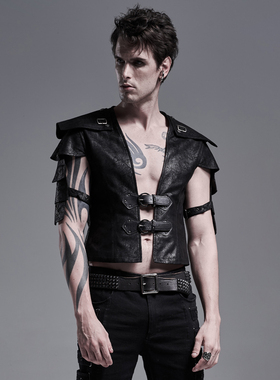 小破亚文化 PUNK RAVE 朋克状态男装 复古盔甲战角斗士马甲短外套