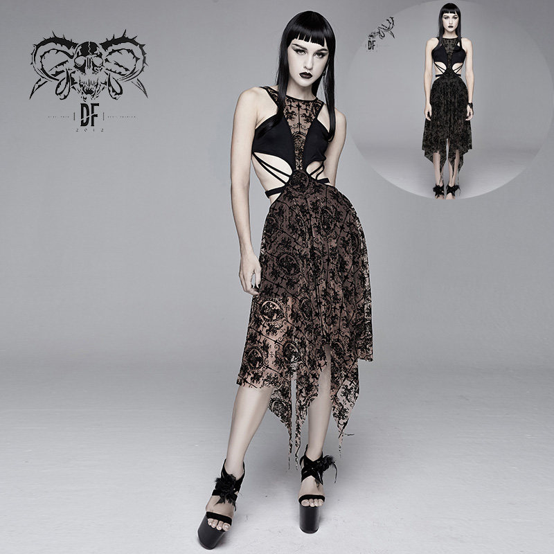 小破家 devil fashion恶魔时尚女装 哥特朋克风风镂空透视连衣裙