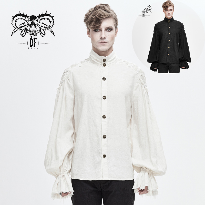 devil fashion恶魔时尚男装 复古维多利亚时代绅士英式暗纹衬衫