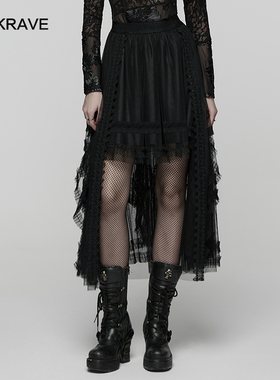 小破亚文化 PUNK RAVE pr朋克状态原创女装 暗黑哥特飘逸网纱半裙