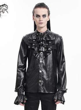 小破亚文化 DEVIL FASHION 恶魔时尚男装 哥特压胶乱纹长袖衬衫