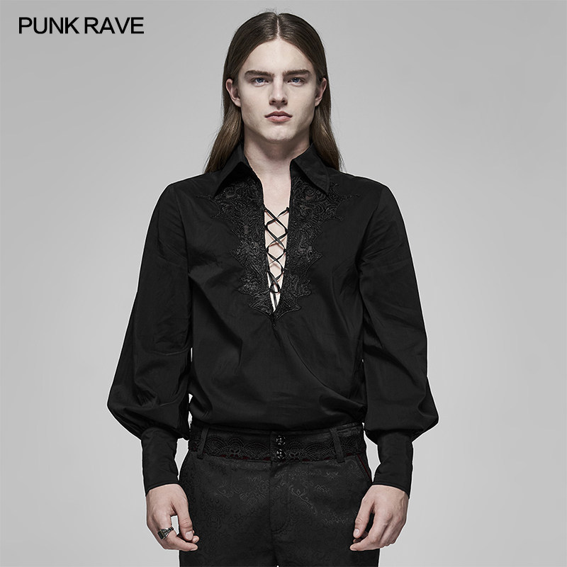 *PUNK RAVE 朋克状态男装维多利亚时代哥特万圣节长袖衬衫 Gothic