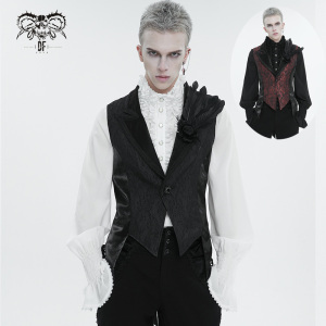 小破亚文化 devil fashion恶魔时尚 哥特提花戗驳头燕尾西装马甲