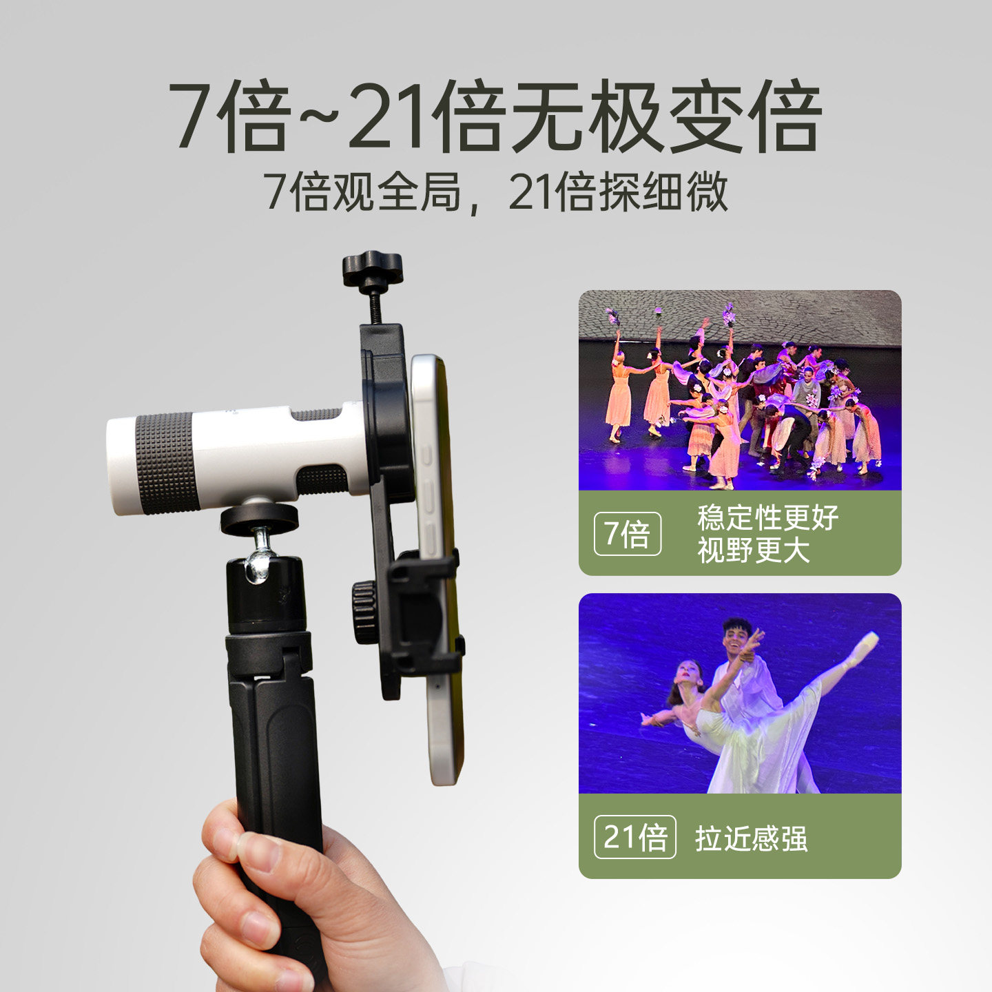 乐逍遥变倍手机单筒望远镜高倍高清轻便放大缩小倍数户外多功能