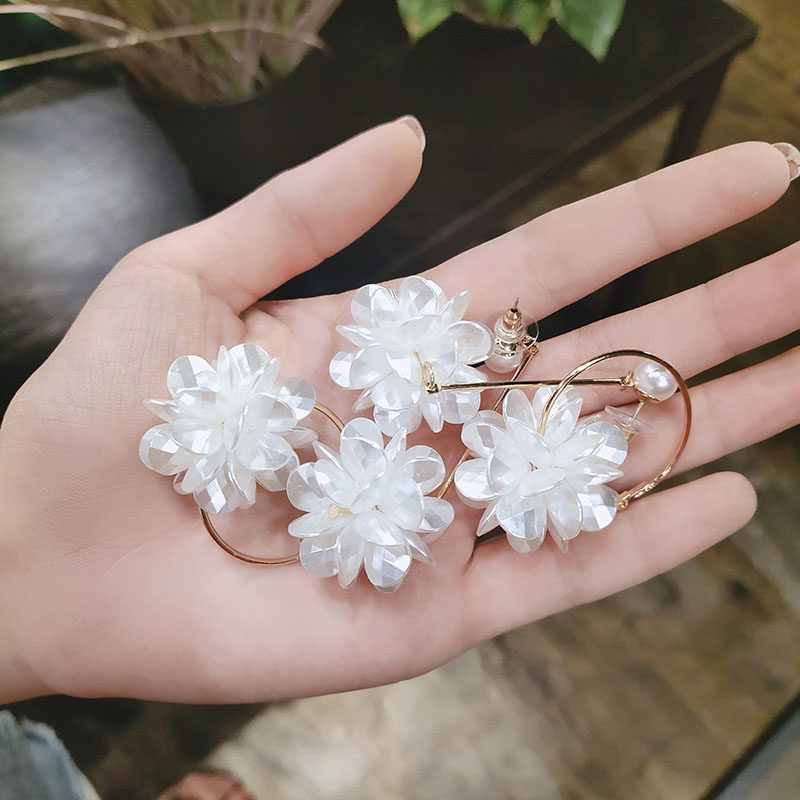 超仙网红珍珠花球耳环女长款耳钉气质流苏耳饰个性夸张时尚耳坠女