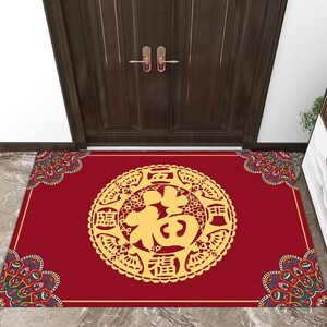 新年福字红色地垫出入平安入户门口防滑脚垫家用卫生间厨房门垫子
