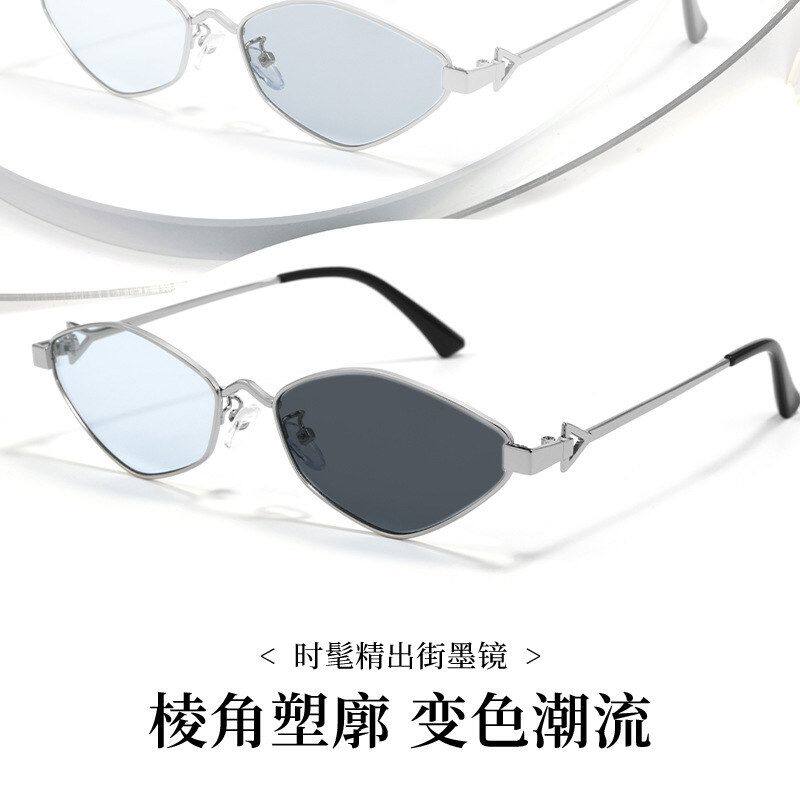 欧美ins复古街拍潮流墨镜金边小框棱形猫眼太阳镜嘻哈炫酷眼镜框