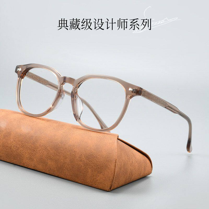 百世芬GG6016F板材复古眼镜框女雾蓝近视眼镜男丹阳眼镜52-19-150