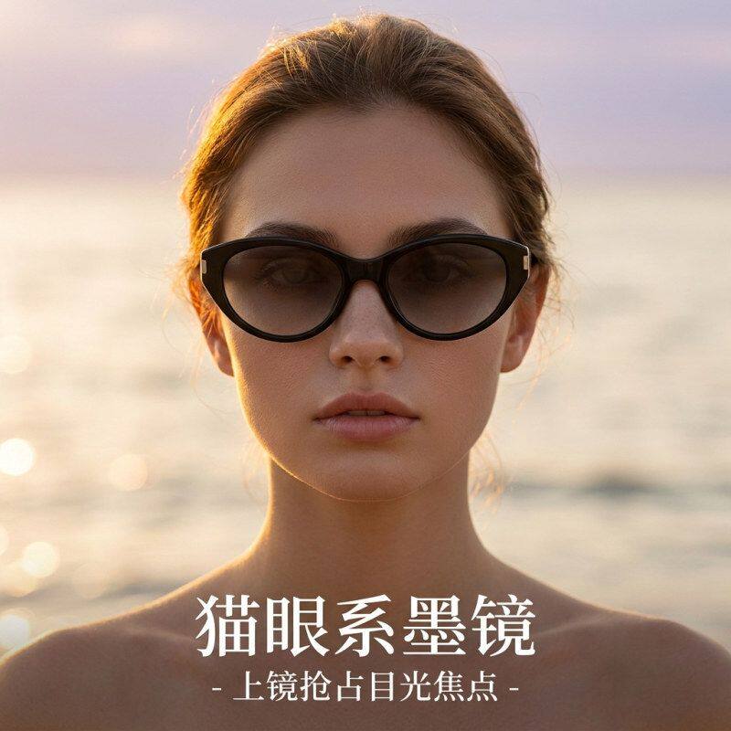 超轻板材高清尼龙太阳镜9216TY欧美复古猫眼防紫外线墨镜女素颜镜
