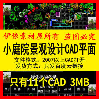 居住小区别墅小庭院住宅景观规划园林植物绿化设计CAD总平面布置